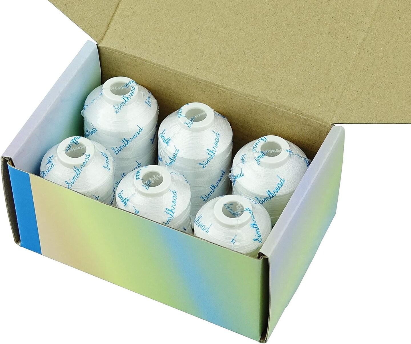 6 Polyester White Machine Embroidery Threads 1000M(1100Yards) for Brother, Babylock, Janome, Pfaff, Singer, Bernina and Other Home Machines (White)