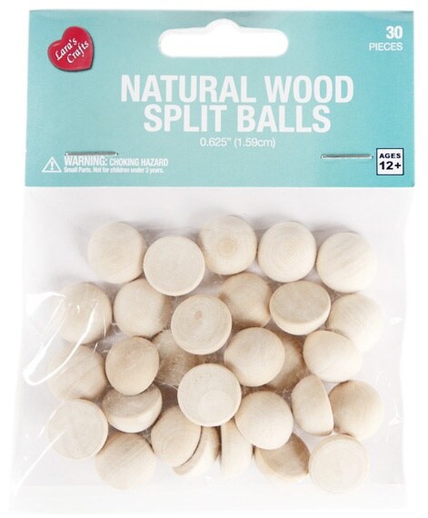 CousinDIY Split Ball Wood Beads 30/Pkg-Natural