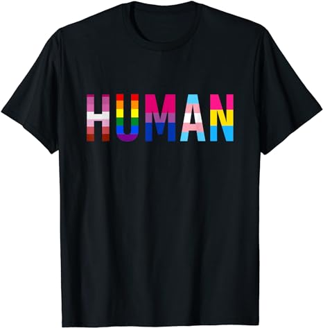 HUMAN LGBT Flag: Gay Pride Month Transgender Rainbow Lesbian T-Shirt - S