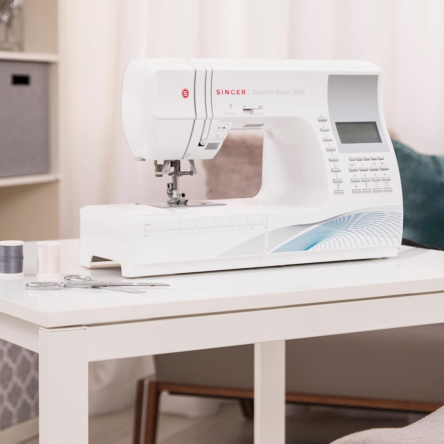 ewing &#x26; Quilting Machine With Accessory Kit, Extension Table - 1,172 Stitch Applications &#x26; Electronic Auto Pilot Mode