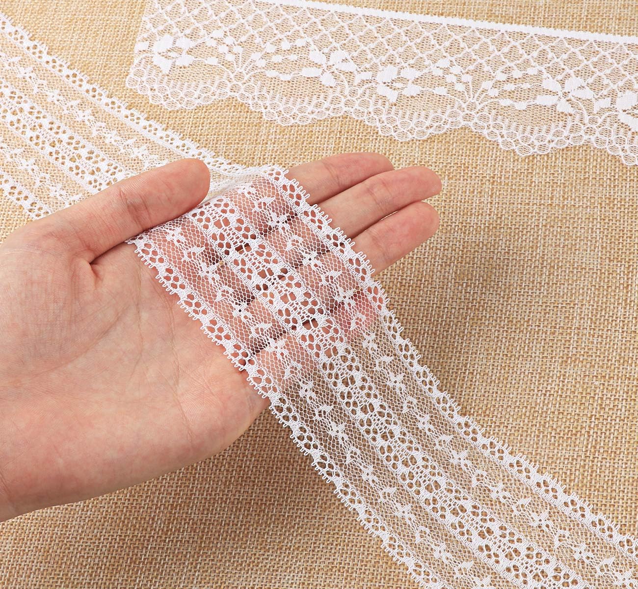 46 Yards White Lace Ribbon 14 Rolls Vintage Lace Trims 0.6 to 2.1 inch Ribbon Lace with Assorted Pattern for Sewing, Crafts, Wedding Ribbon, Flower Ribbon, 3.28 Yards Each