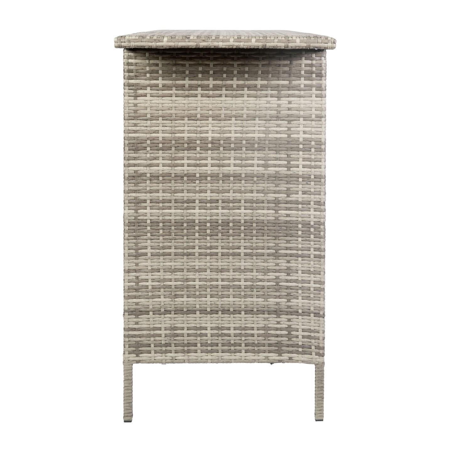 Emma and Oliver Melfi Wicker Rattan Counter Height Bar Table for Indoor/Outdoor Use with Inner Shelf and Bar Top