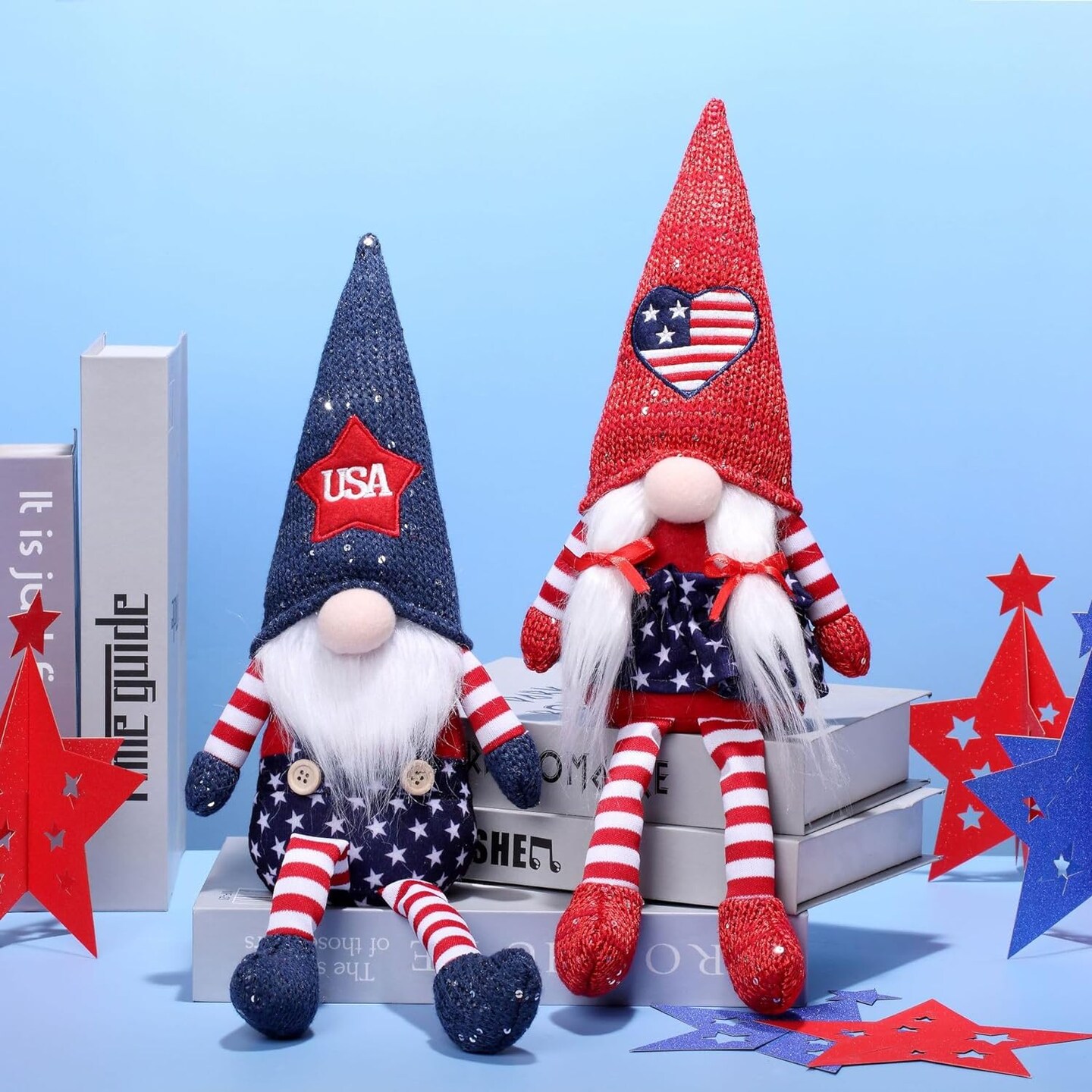 2pcs 4th of July Patriotic Gnomes Plush Decoration