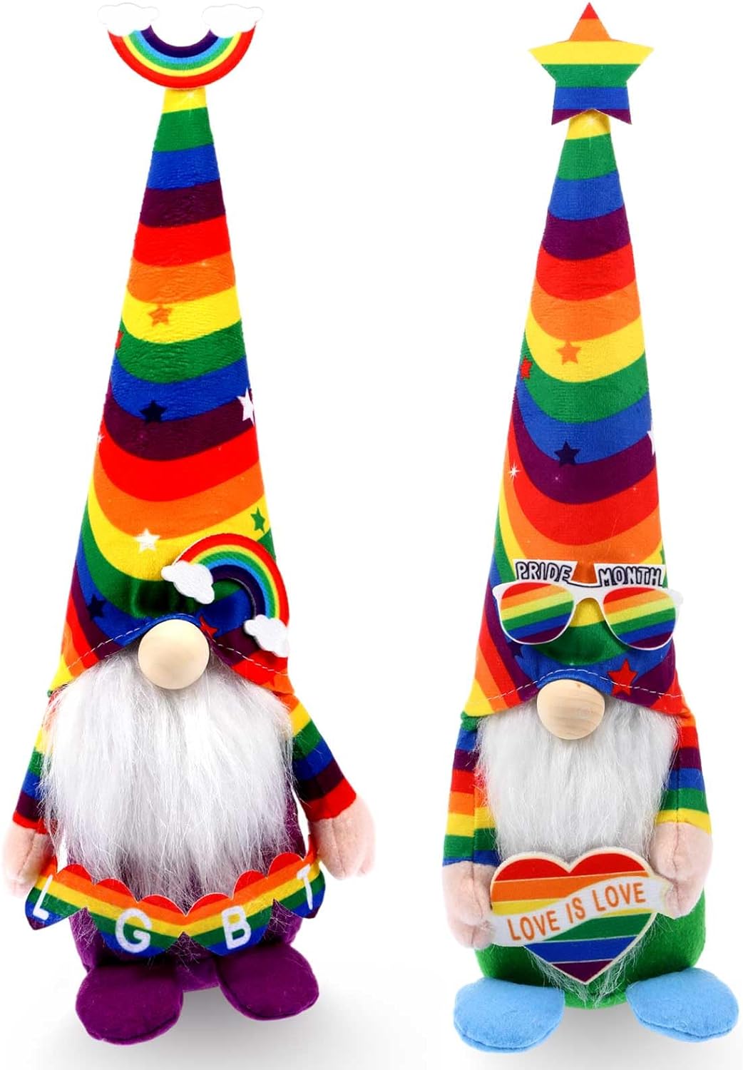 14-Inch Rainbow Gnome Stuffed Animal Pride Month Party Gift, Pride Gnome.