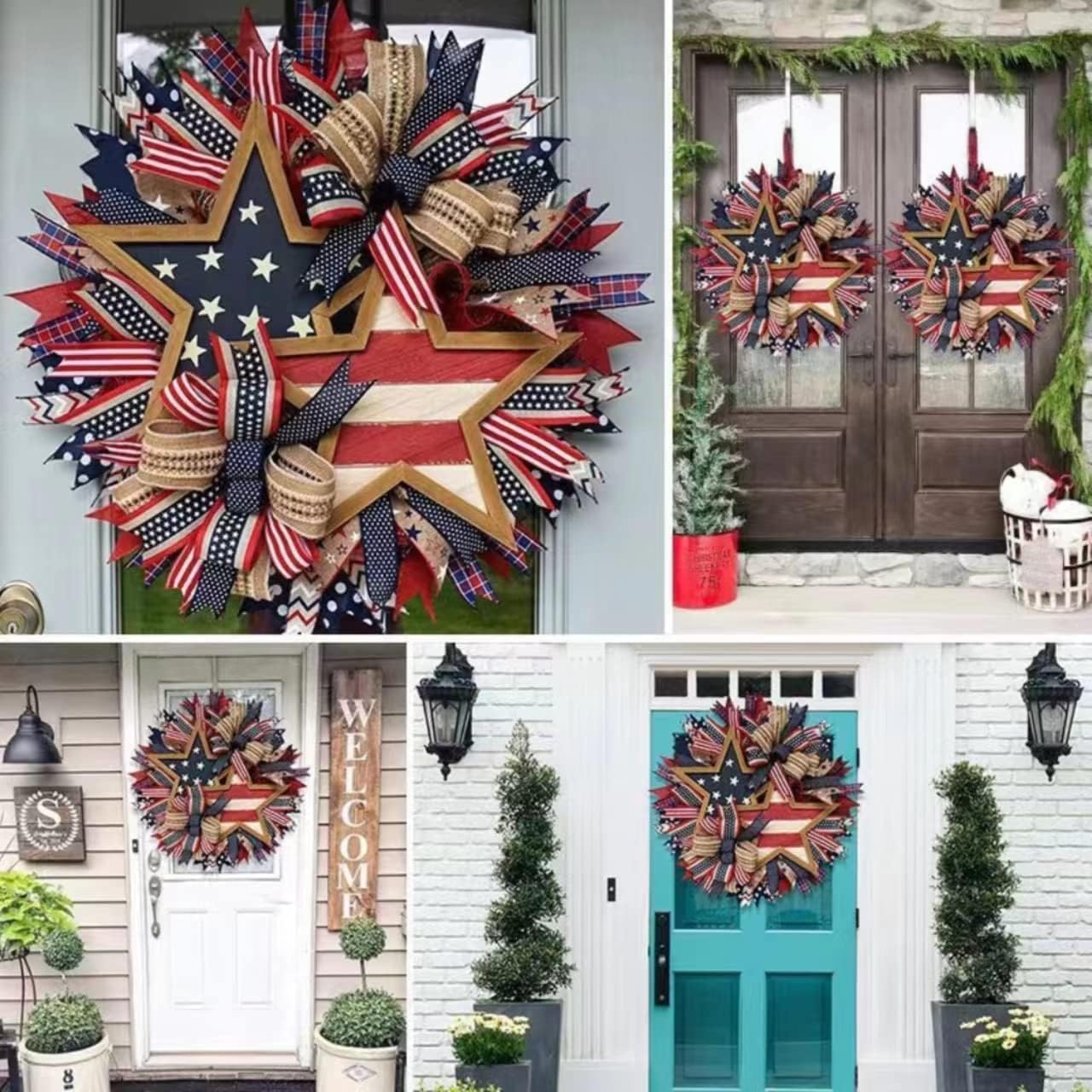Patriotic Independence Day Wreath and 4th of July Wreaths for Front Doors
