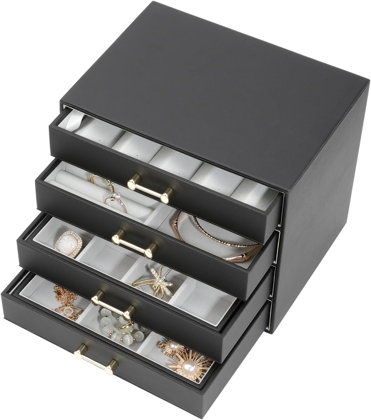 6-in-1 Stackable Jewelry Drawer Organizer with 4 Drawers