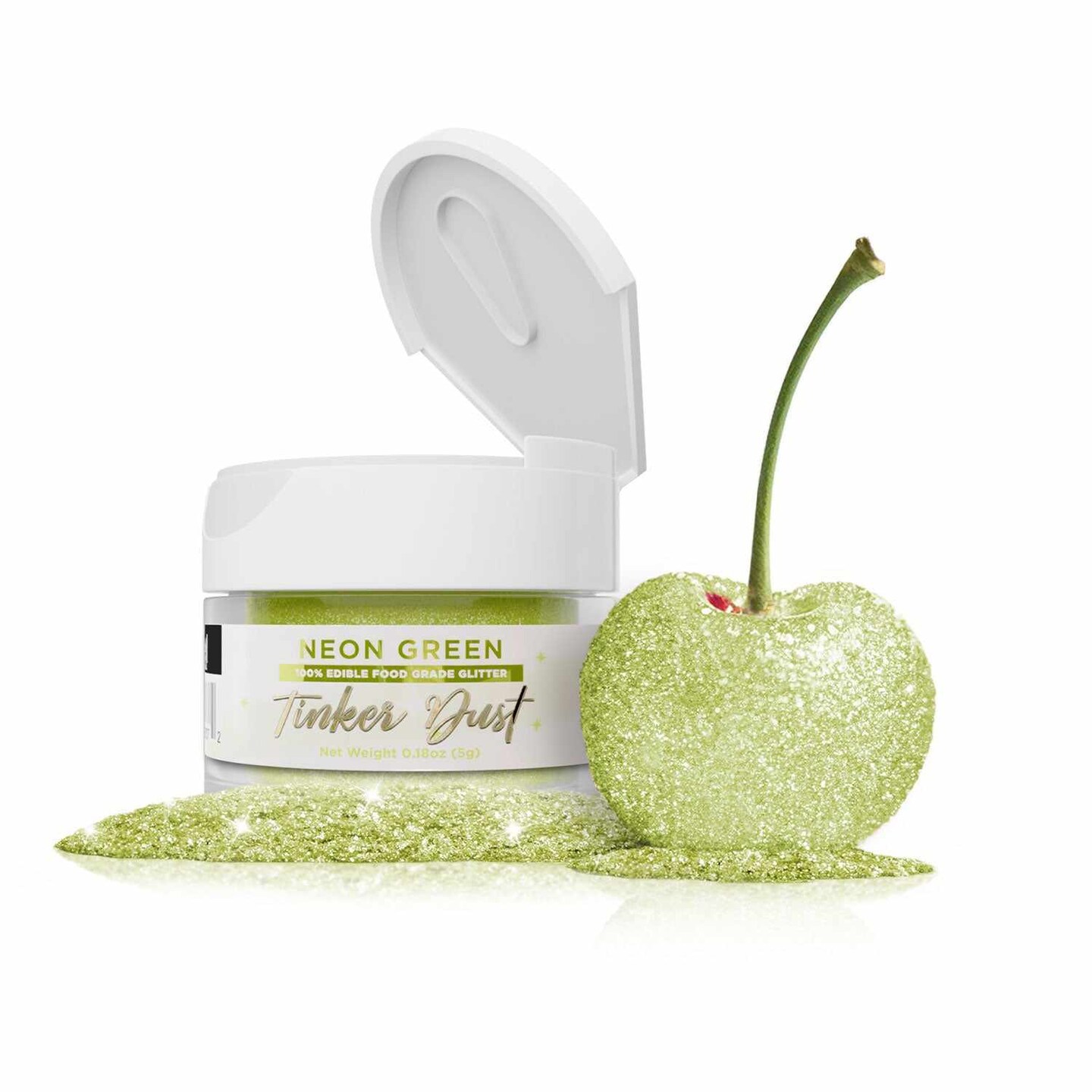 Bakell - Neon Green Tinker Dust Edible Glitter (5g, 1x Jar) for Food, Desserts, and Beverages!