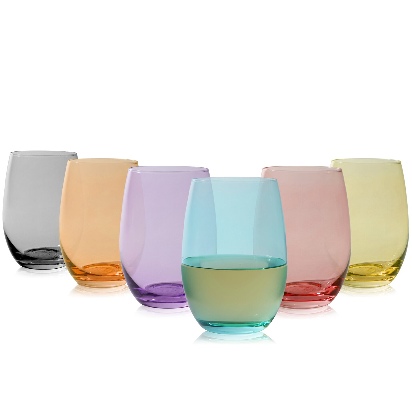 Color Stemless Wine Glass set of  6 