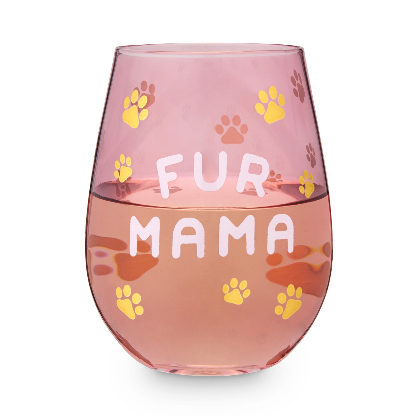 Fur Mama 20 oz Stemless Wine Glass Blush