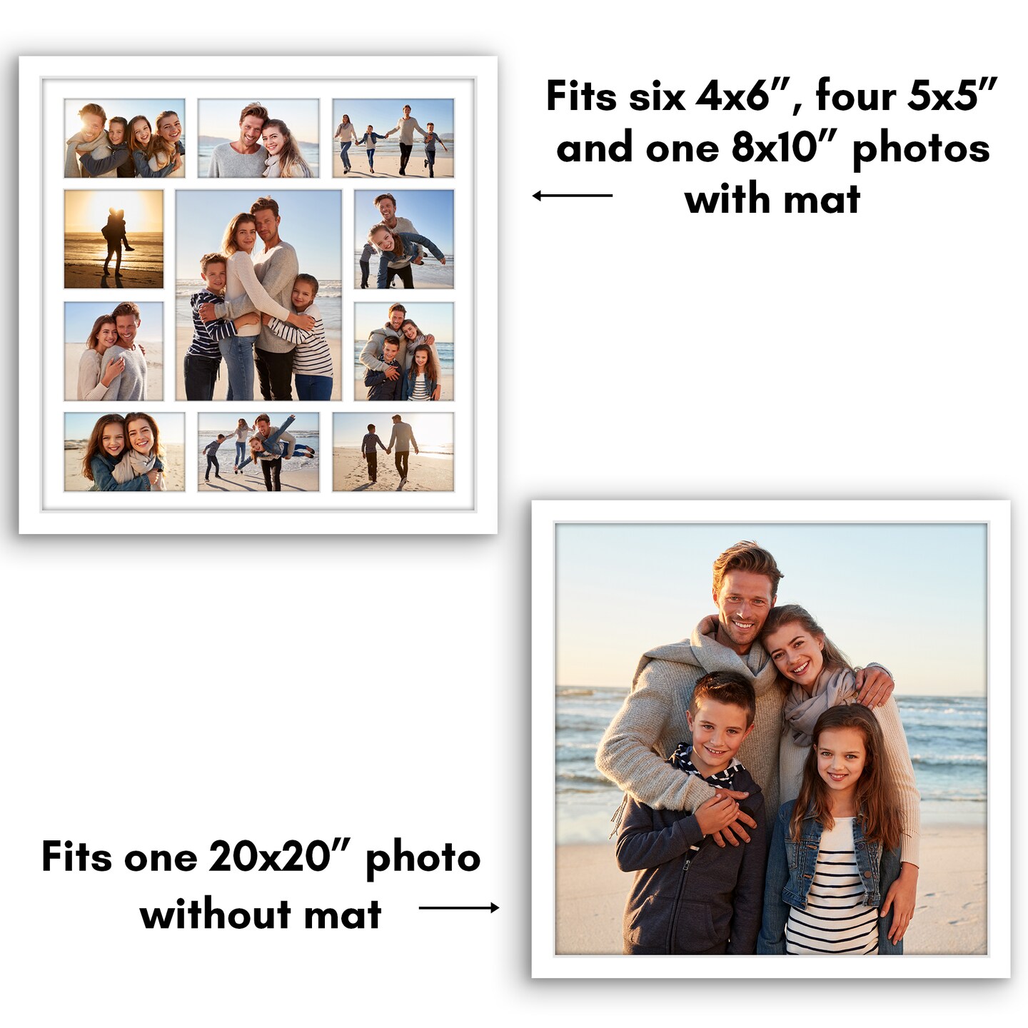 Americanflat 20x20 Collage Picture Frame - Fits One 8x10, Four 5x5, and Six 4x6 Photos or One 20x20 Photo