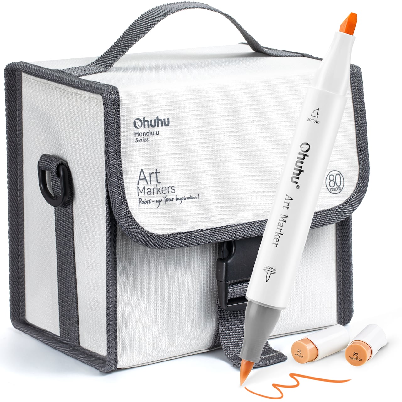 Ohuhu Double Tipped Art Markers, Brush & Chisel, 80 Colors Alcohol