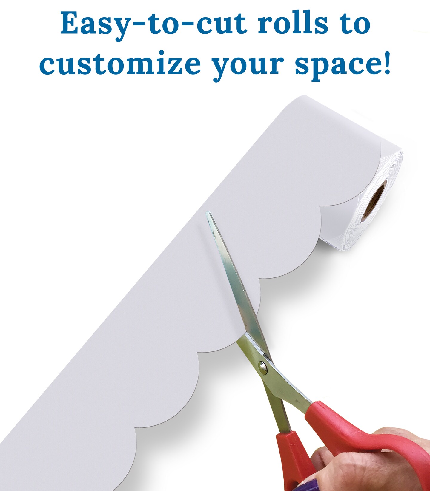 Carson Dellosa 65Ft of Light Gray Bulletin Board Borders, 1 Roll of Grey Scalloped Trim for Rolling Whiteboard, Cork and Posterboard, Party, Office Decorations, and Classroom Decor