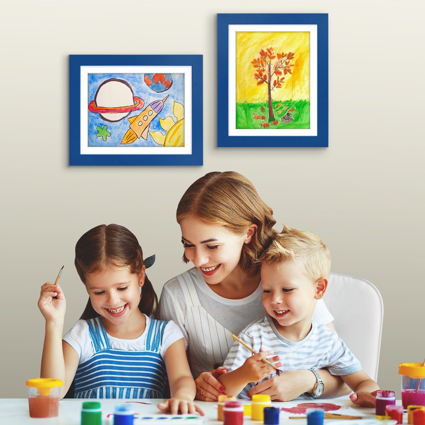 Americanflat 10x12.5 Kids Art Frame - Set of 2 - 8.5x11 with Mat or 10x12.5 without Mat - Kids Artwork Frame - Magnetic Frame Closure - Shatter Resistant Glass - Hanging Hardware