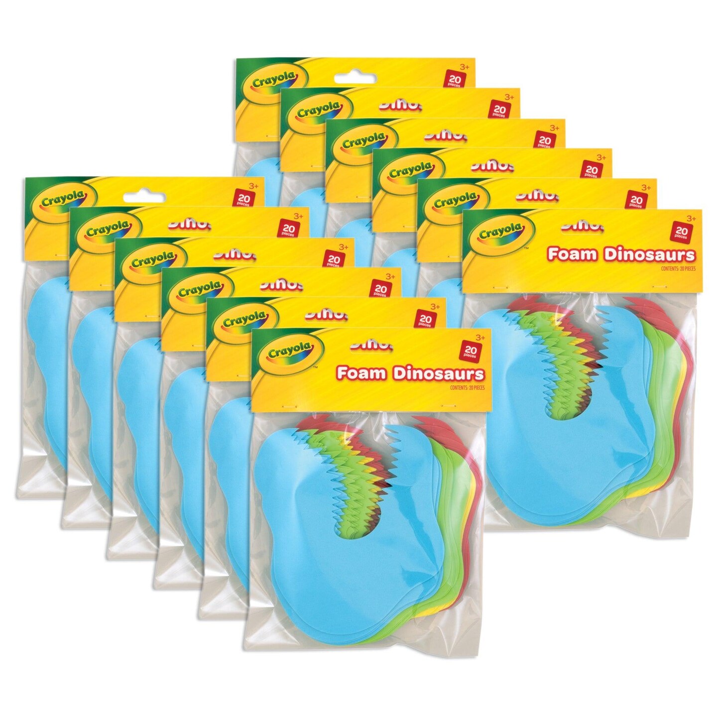 Foam Dinosaur, Assorted Colors, 6&#x22;, 20 Pieces Per Pack, 12 Packs