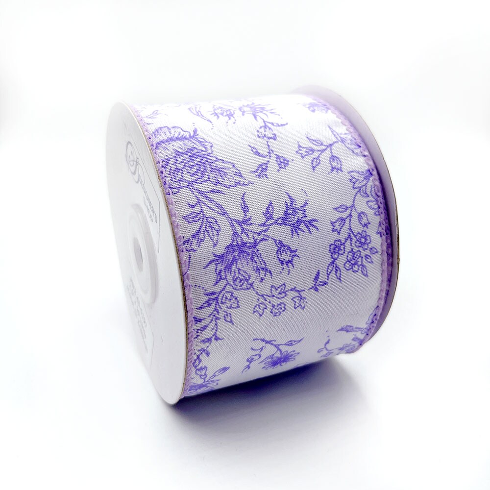 Designer’s Shop Rose Floral wired edge ribbon, 2.5” x 10 yard, Holiday and Wedding Ribbons