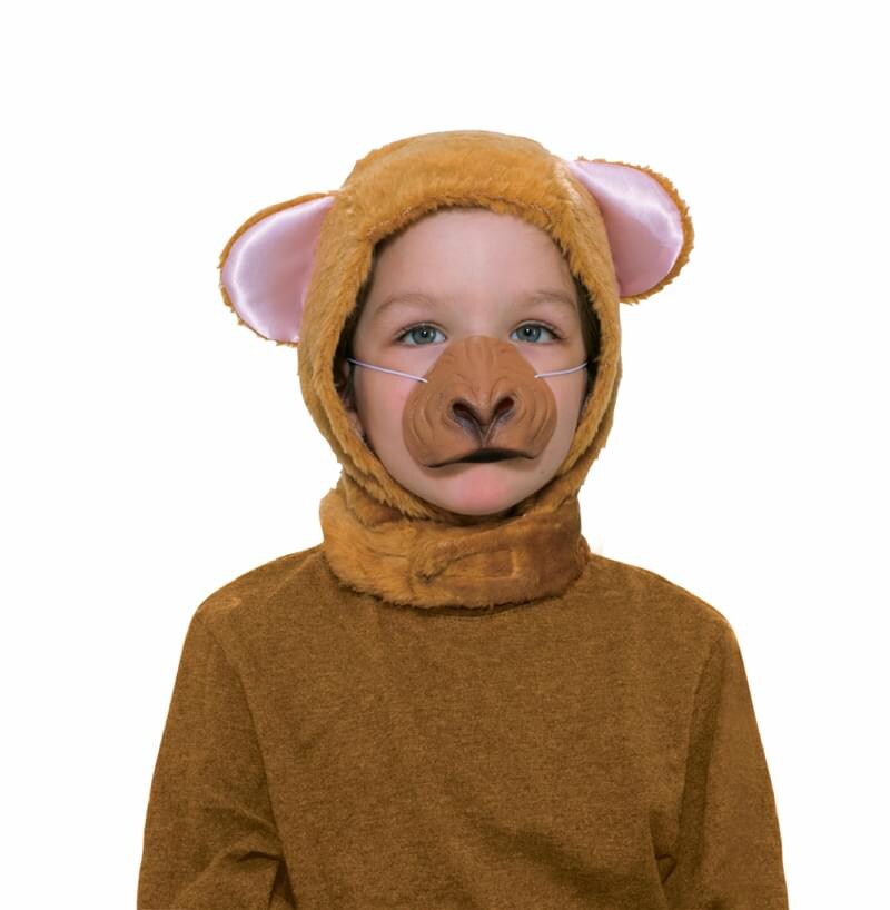 Monkey Hood &#x26; Nose Animal Costume Set Child Standard