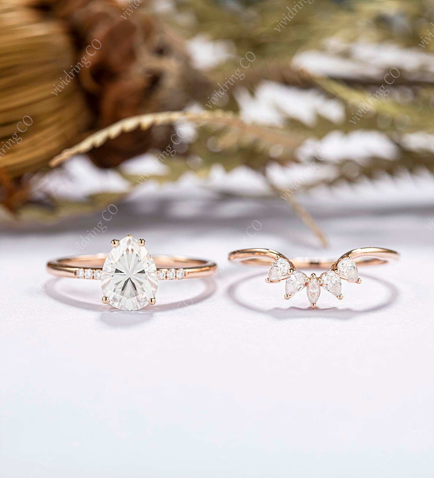 14k White buy Gold Vintage Wedding Ring, Pink Halo Moissanite Promise Ring, Engagement Solitaire Crystal Women Ring, Boho Statement Ring For Her