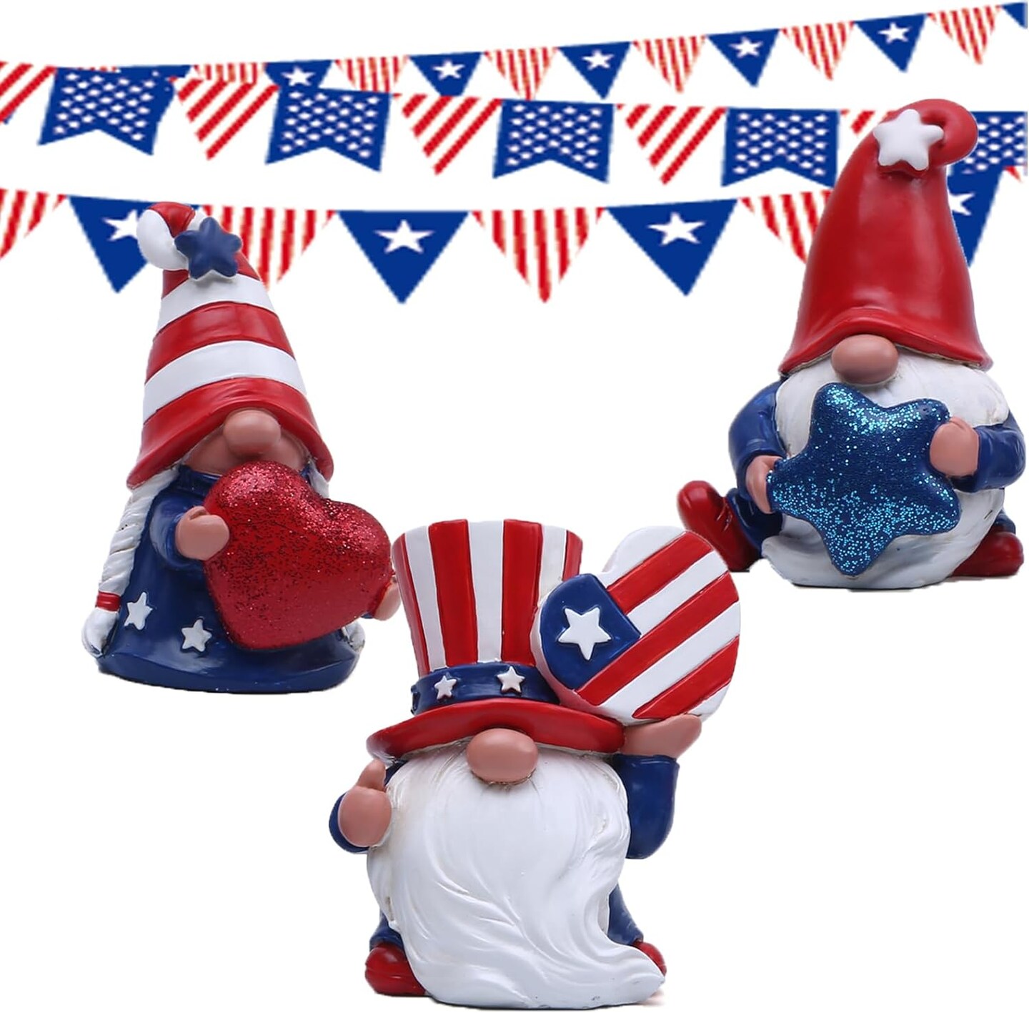 4th of July Gnomes 2.25&#x22; Inch Patriotic Gnome Resin Scandinavian Figures for Independence