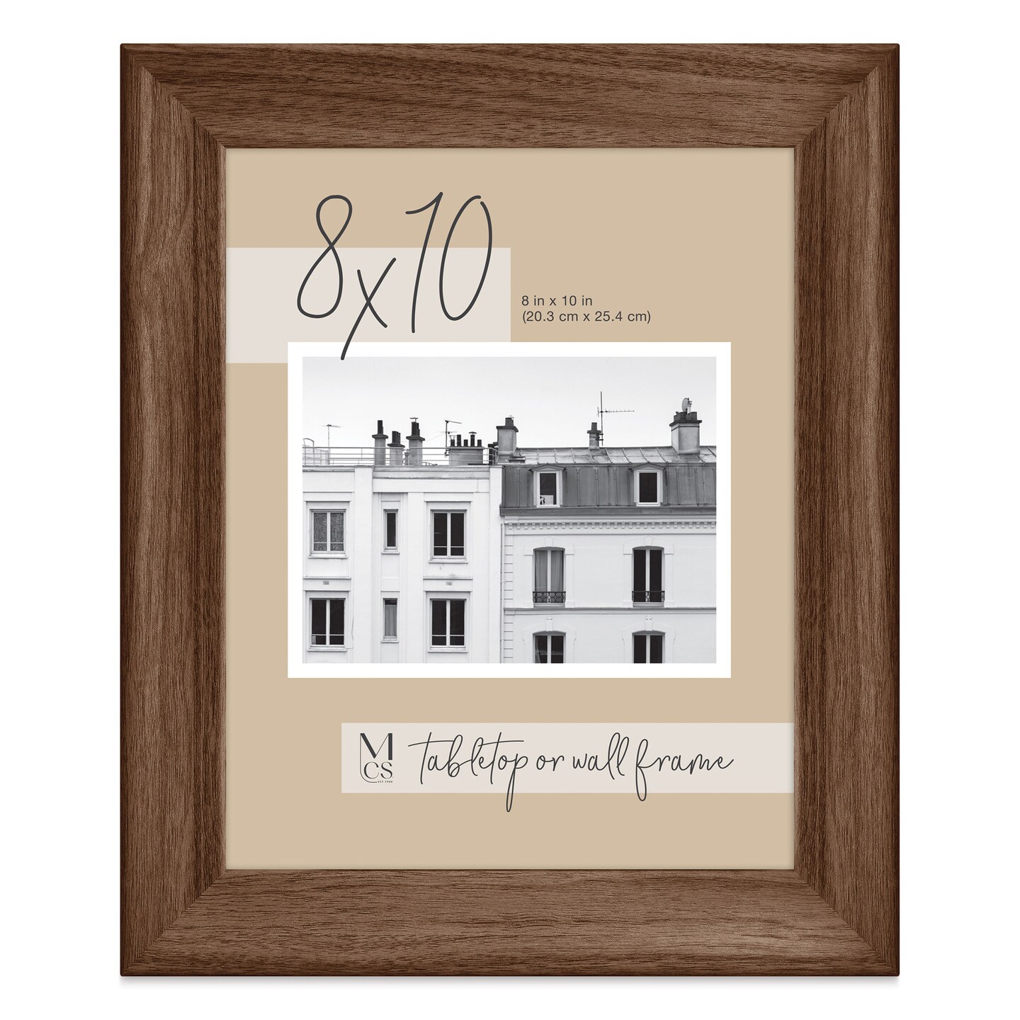 MCS Classic Edge Frame - 8&#x22; x 10&#x22;, Walnut with Easel Back