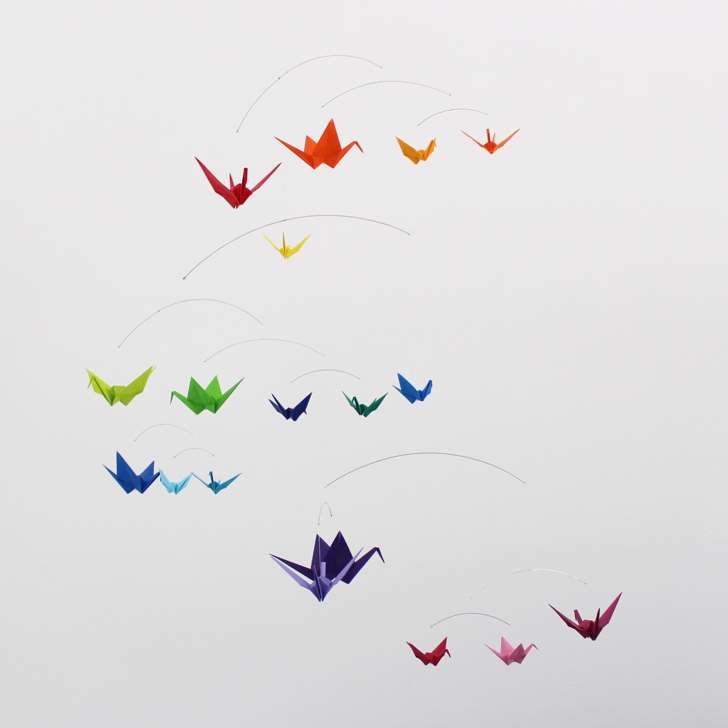 Rainbow Bird Mobile for Adults. Modern Office Decor. Colorful Origami Paper Cranes. Hanging Kinetic Mobile Art Sculpture for Home Decor. product 4