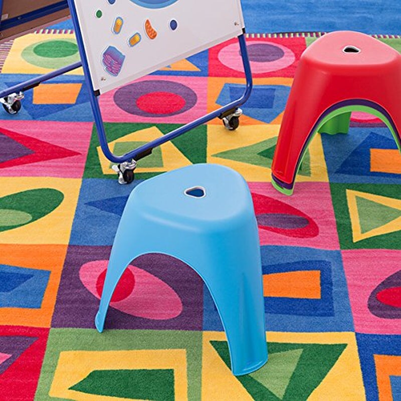 Assorted Indoor/Outdoor Plastic Stack Stool, Blue, Green, Red, Purple (Pack of 4)