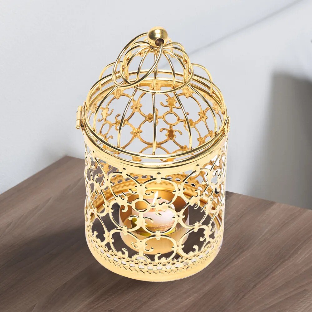 Metal Tealight Hanging Birdcage Lantern Candle Holder Vintage Home Decor