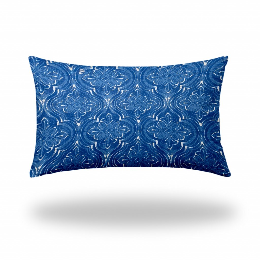 16 X 26 Blue And White Zippered Ikat Lumbar Indoor Outdoor Pillow cover Michaels