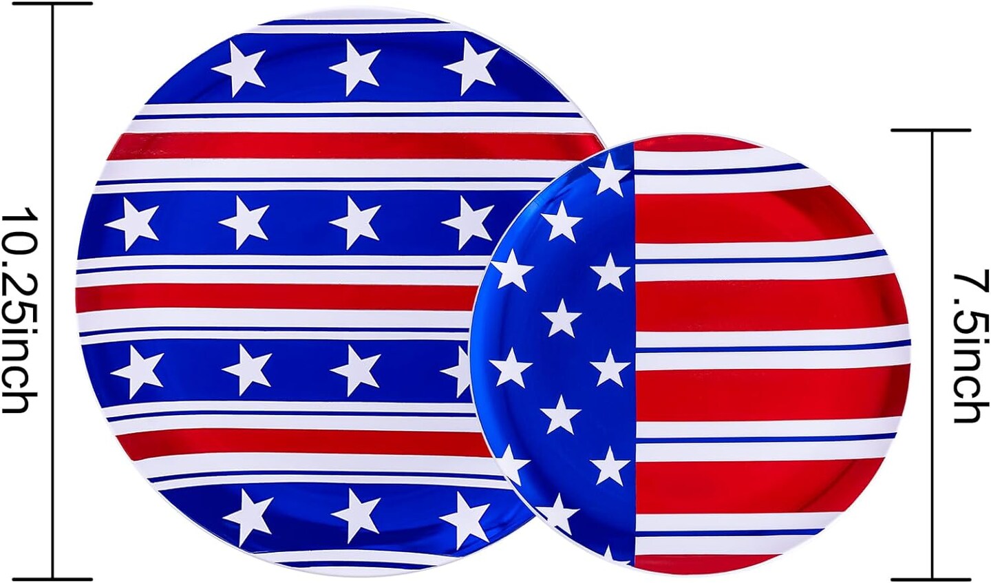 60-Pieces 4th of July American Flag Plastic Plates
