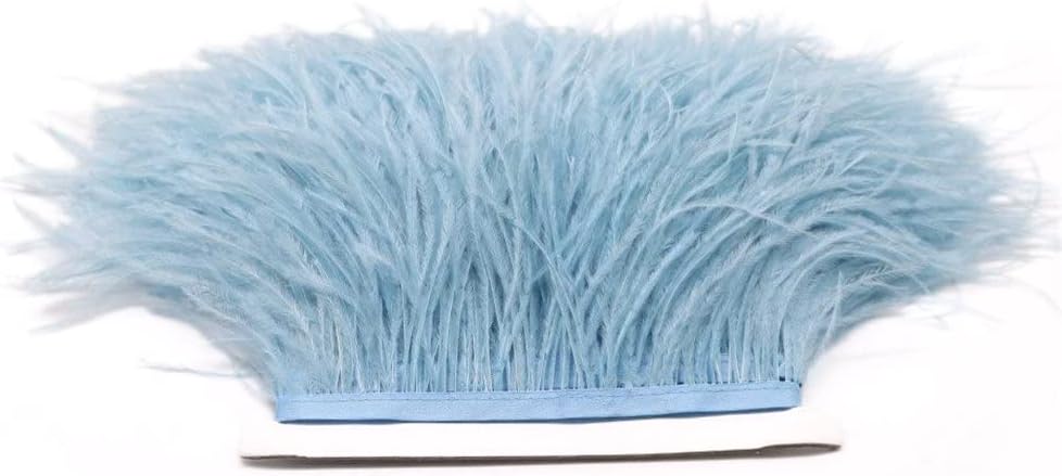 2 Yards 4-6inch Soft &#x26; Natural Ostrich Feathers Fringe Trims Ribbon Used for Dress, Sewing, Craft Clothing, Lighting Decoration, Clothing DIY, etc. (Light Blue)