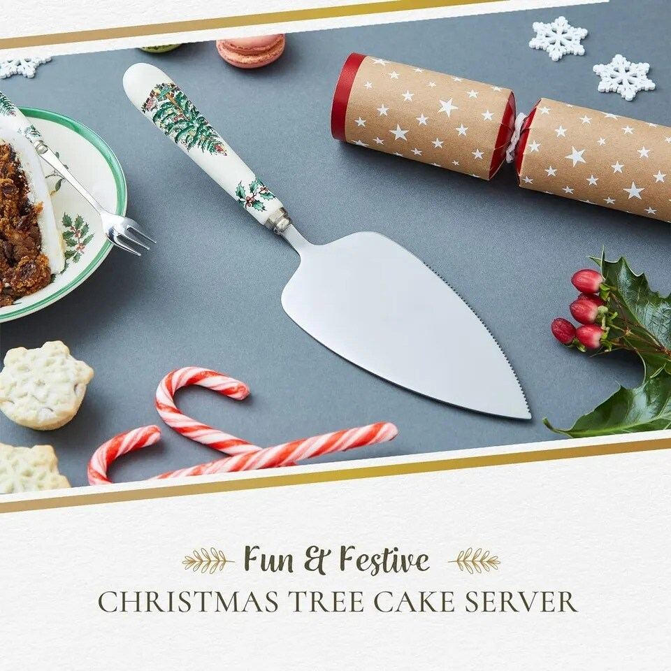 Spode Christmas Tree 10.5&#x22; Cake Knife/Server, Fine Porcelain &#x26; Stainless Steel