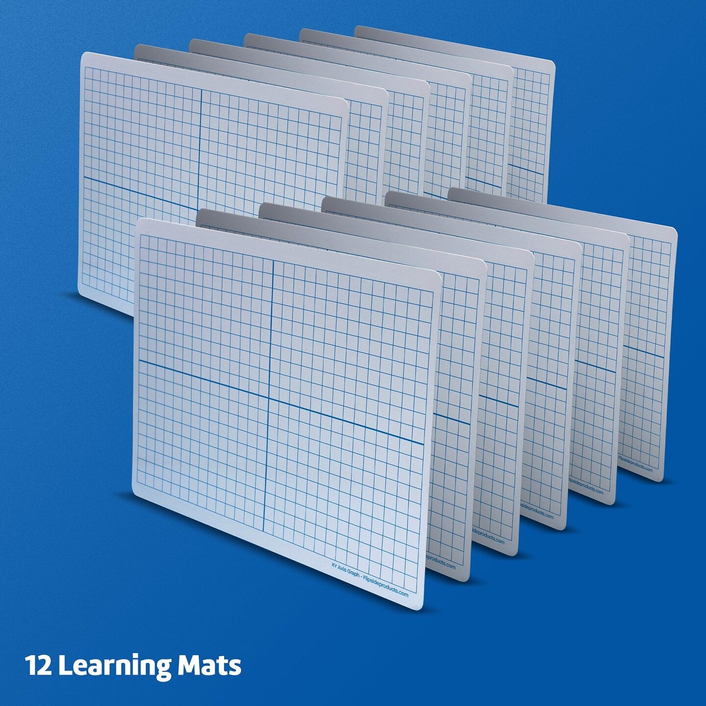 Dry Erase Learning Mat, Two-Sided XY Axis/Plain, 9&#x22; x 12&#x22;, Pack of 12