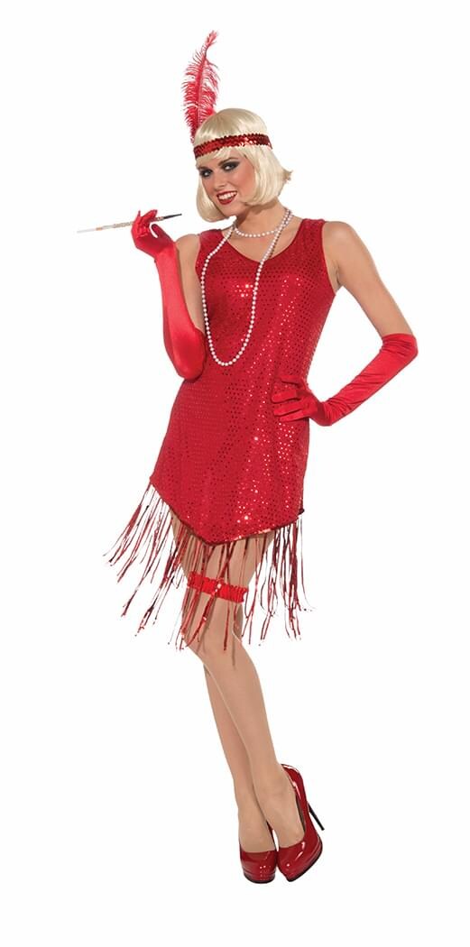 Roaring 20&#x27;s Swingin&#x27; In Sequins Costume Red Adult Women