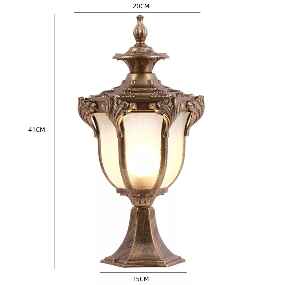 Vintage Pillar Light Garden Waterproof Outdoor Column Lamp Yard Post Lamp Bronze