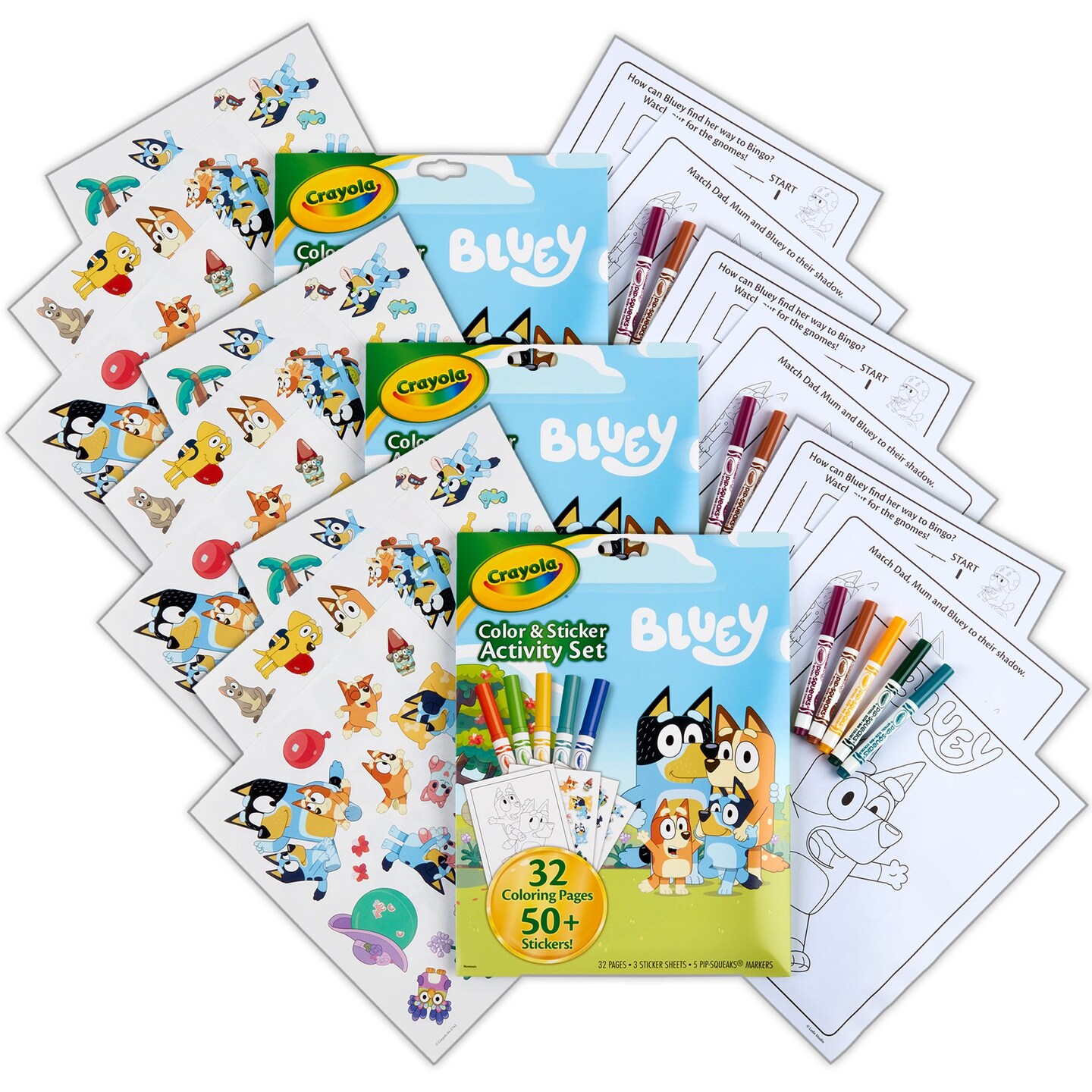 Color &#x26; Sticker Activity Set, Bluey, 3 Sets