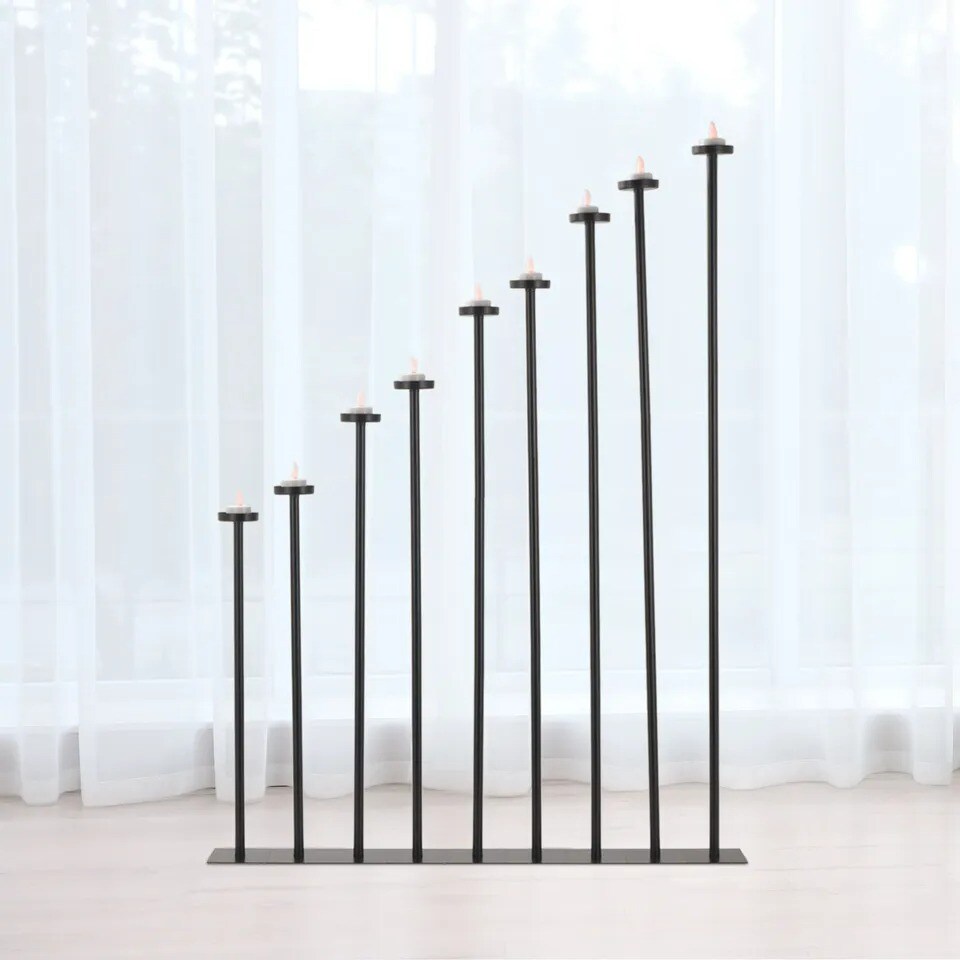 9Pcs Black Tall Floor Candle Holders DIY Candelabra Freestanding Candlestick