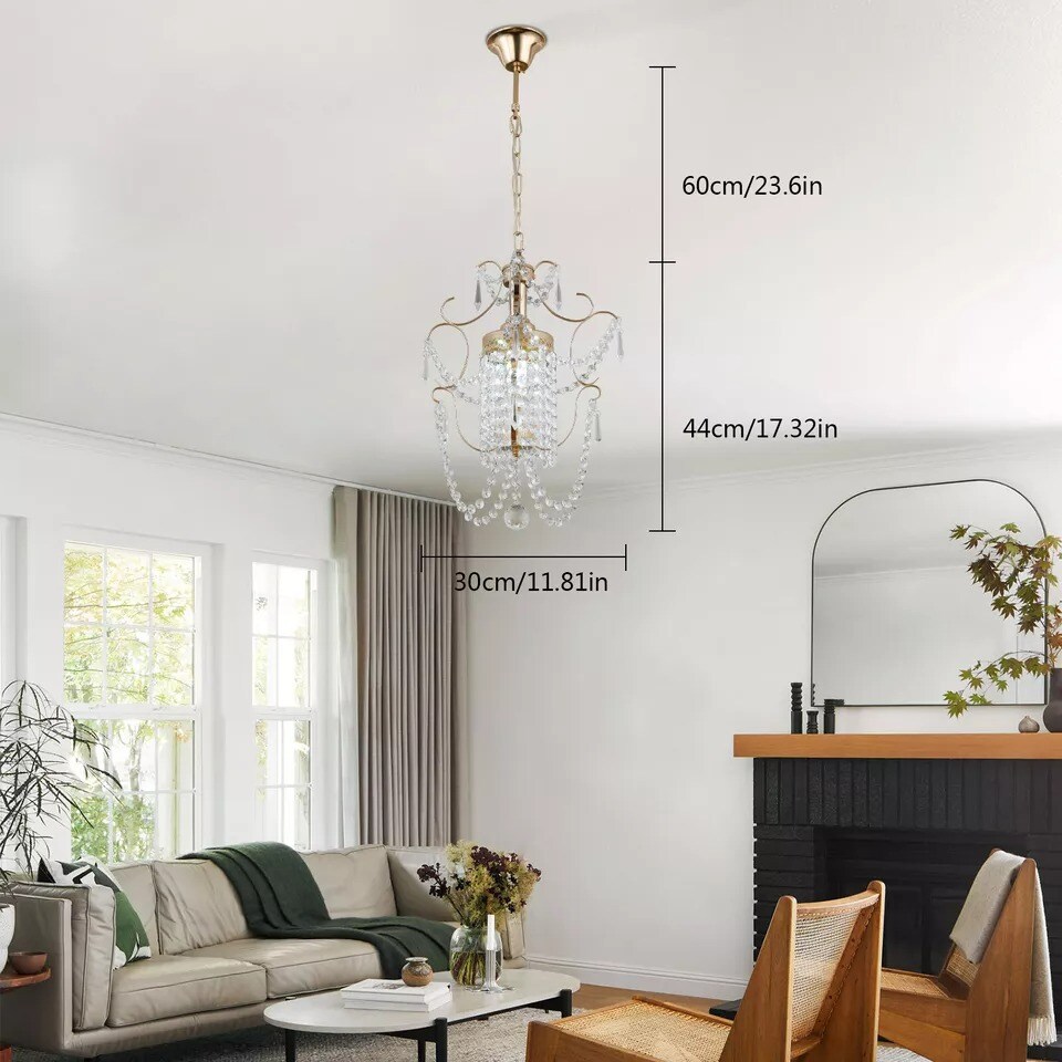 Modern Vintage Crystal Pendant LED Ceiling Lighting Lamp Chandelier Fixture