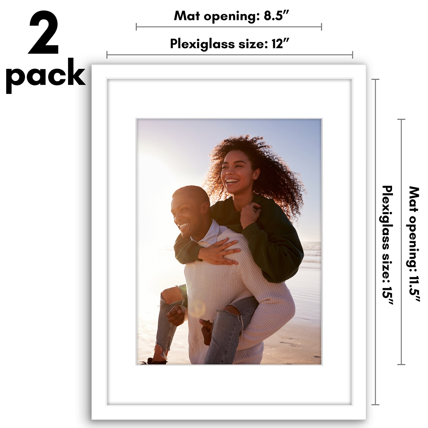 Americanflat 2 Pack of Picture Frames with Mat - Plexiglass Cover