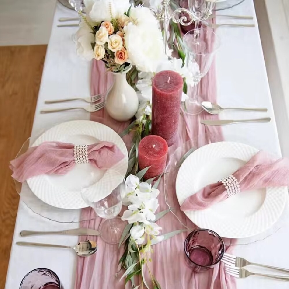 10ft Table Runner Super Soft Boho Wrinkled Gauze