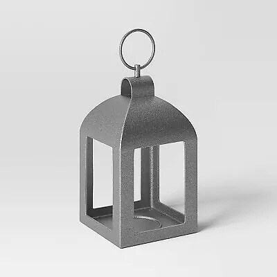 13&#x22; Aluminum Outdoor Lantern Candle Holder Dark Silver - Smith &#x26; Hawken