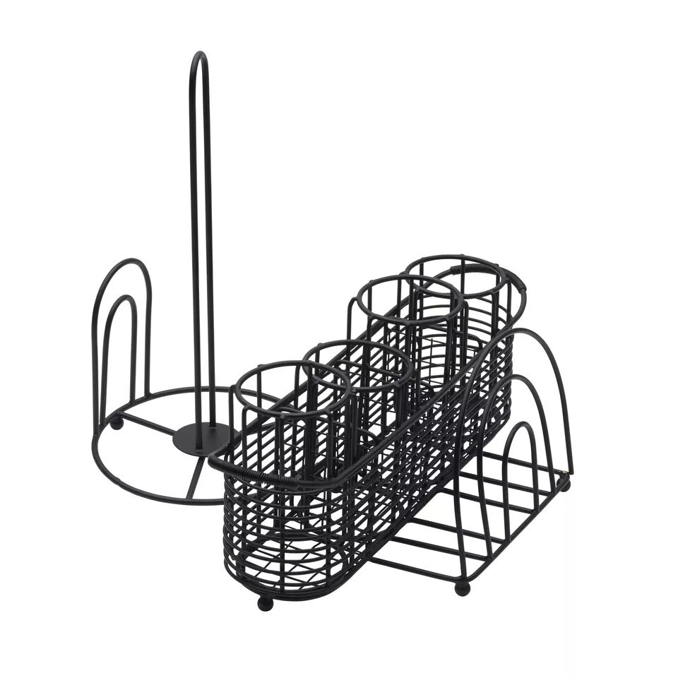 Mikasa Gourmet Basics Art Deco Picnic Buffet Caddy with Paper Towel Holder-Black