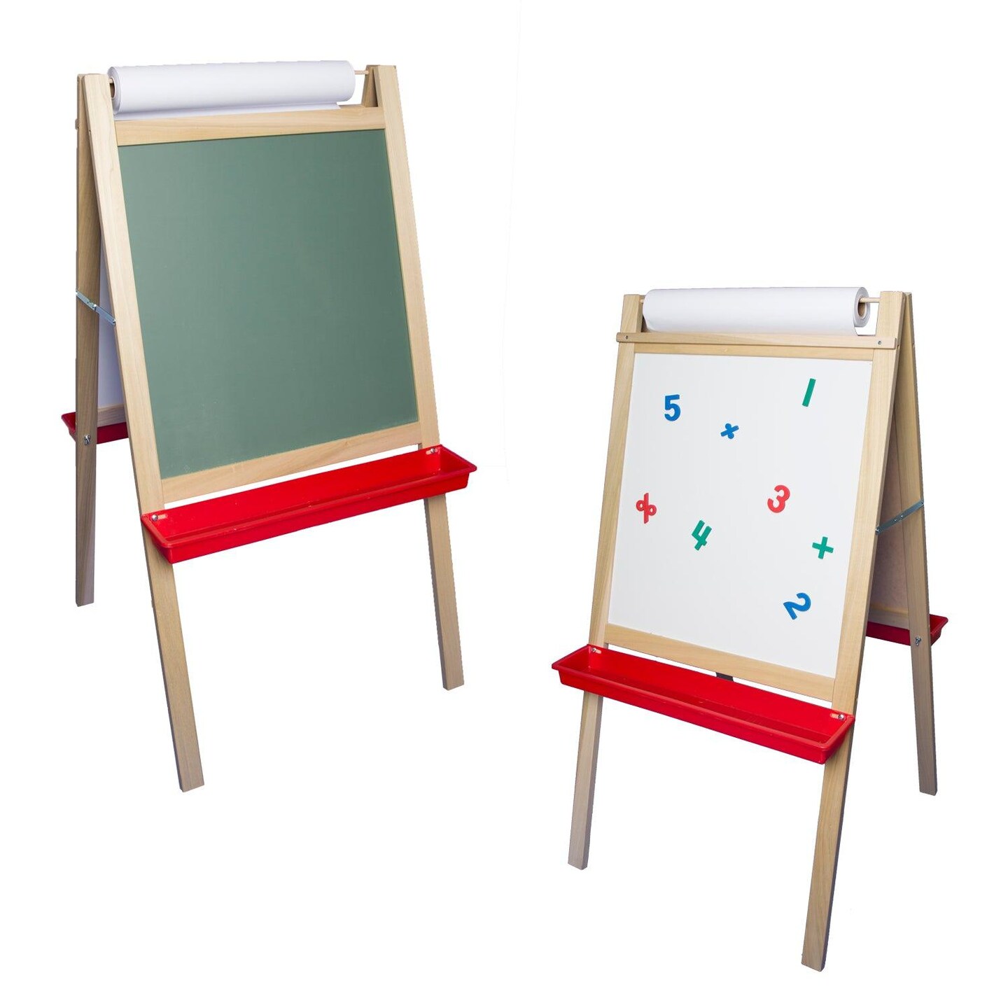Deluxe Magnetic Paper Roll Easel, Green Chalkboard/White Dry Erase, 48&#x22;H x 24&#x22;W