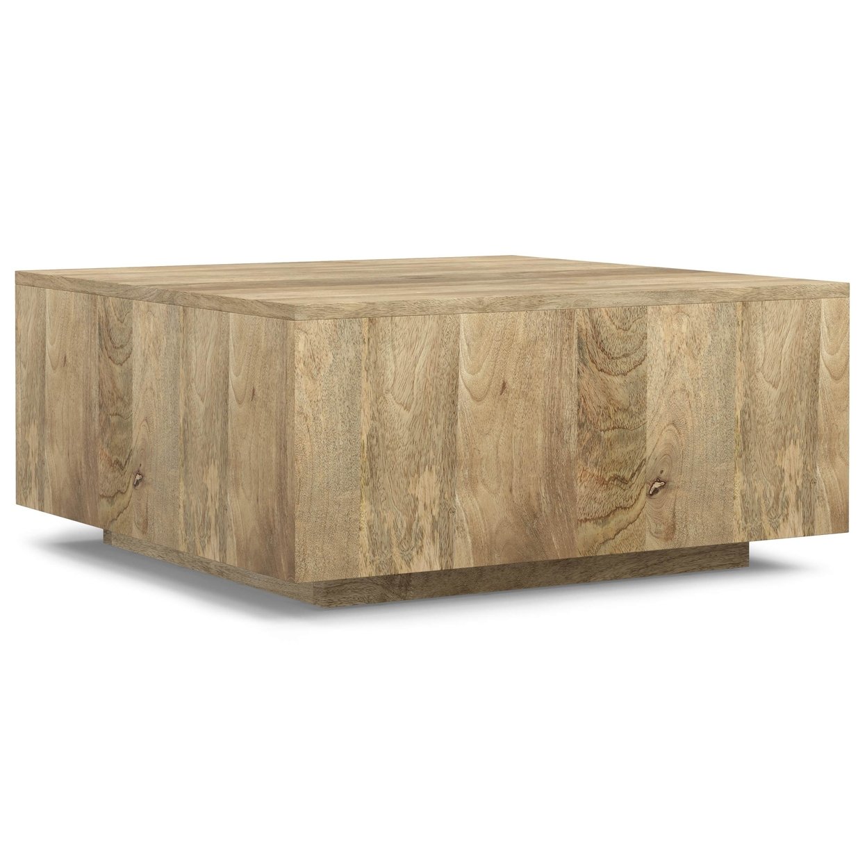 Lockhart Square Coffee Table Solid Mango Wood Modern Natural Finish 36&#x22;