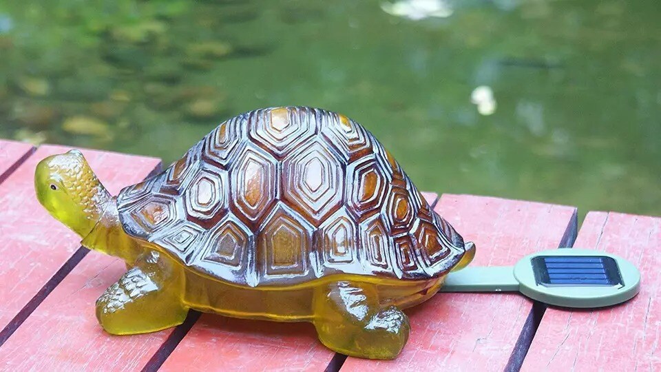 12” Solar Powered Turtle with LED Glowing Shells adds a decorative