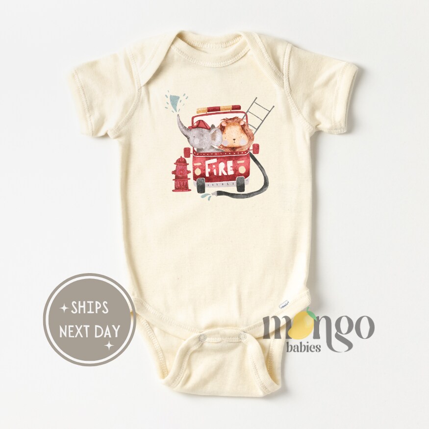 Cute Baby Bodysuit Fire Truck Baby Clothes Baby Announcement Newborn Gift for Baby Shower Firefighter Themed Party Gift 2249 MakerPlace by Michaels