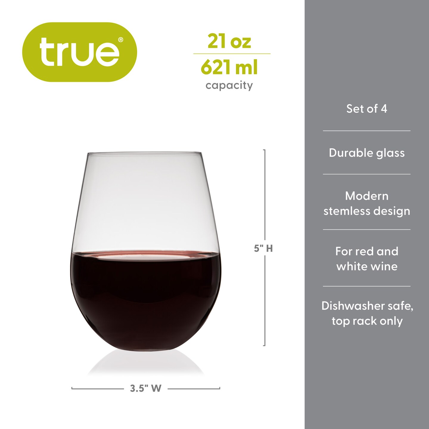 Vino Stemless Red Wine Glass  set of 4