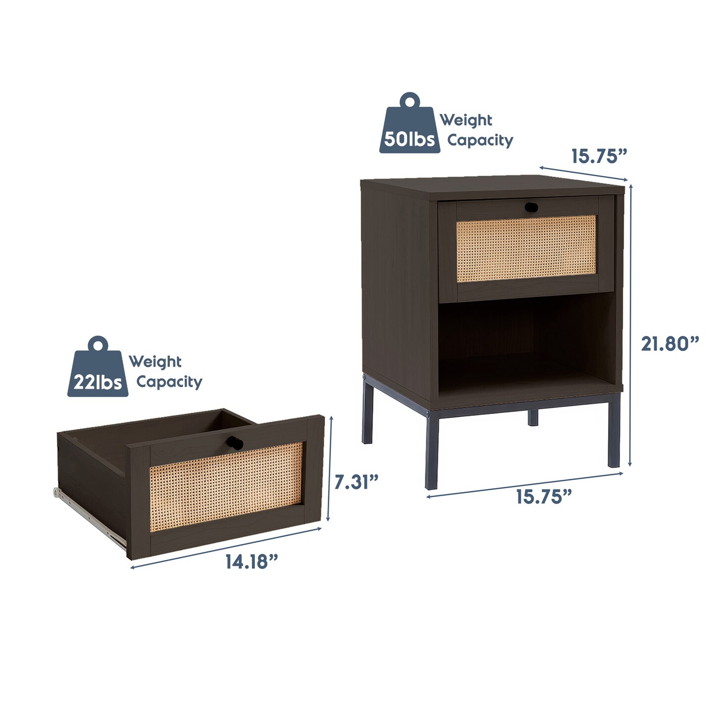 Nestl Small Night Stand End Table
