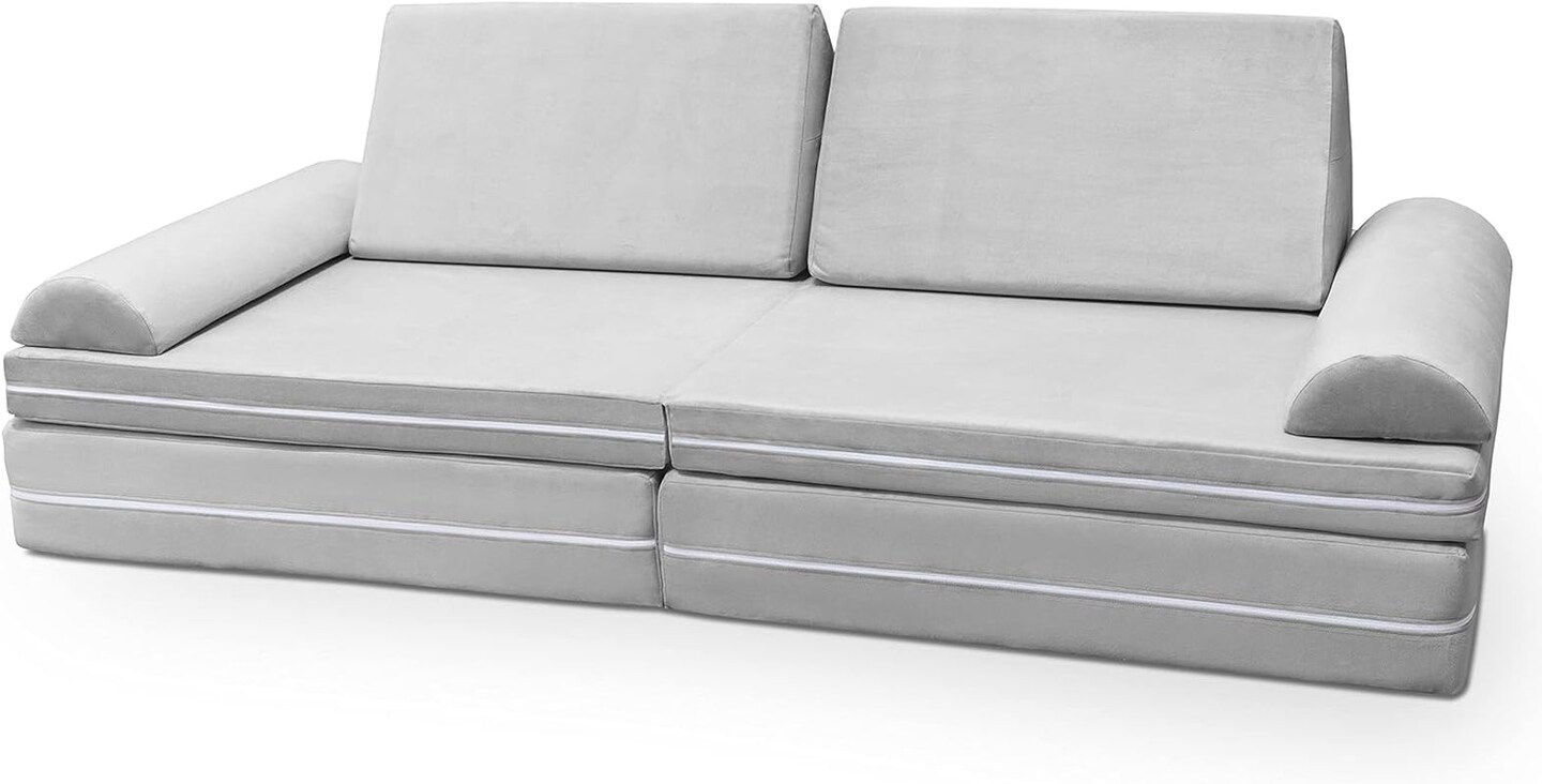 Playscape Deluxe Plush Velvet Kids 6 Piece Modular Couch/Playset, Rose