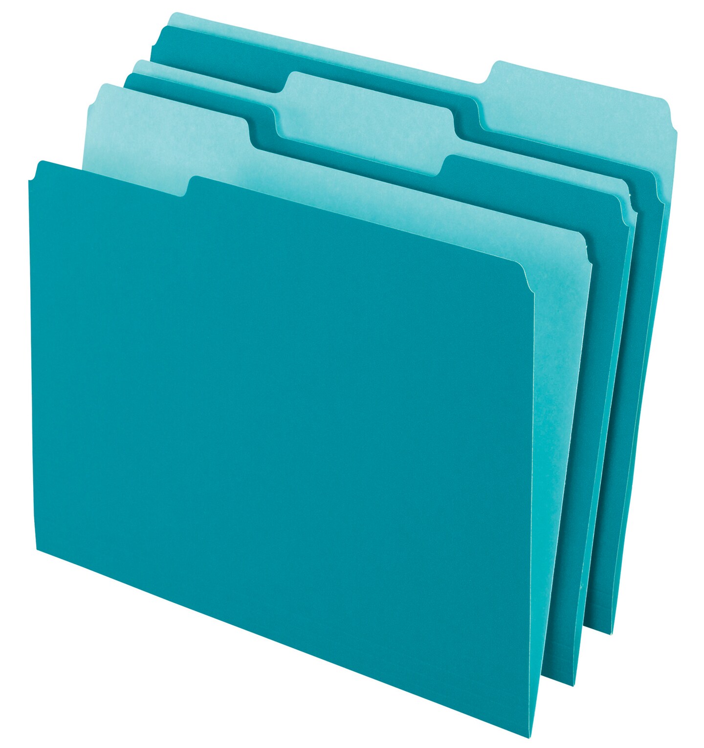 Pendaflex Two-Tone File Folder, Letter Size, 1/3 Cut Tabs, Teal, Pack of 100