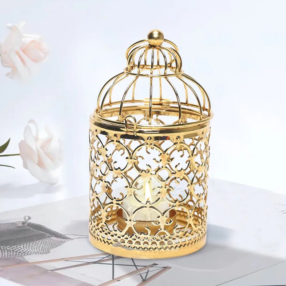 Metal Tealight Hanging Birdcage Lantern Candle Holder Vintage Home Decor