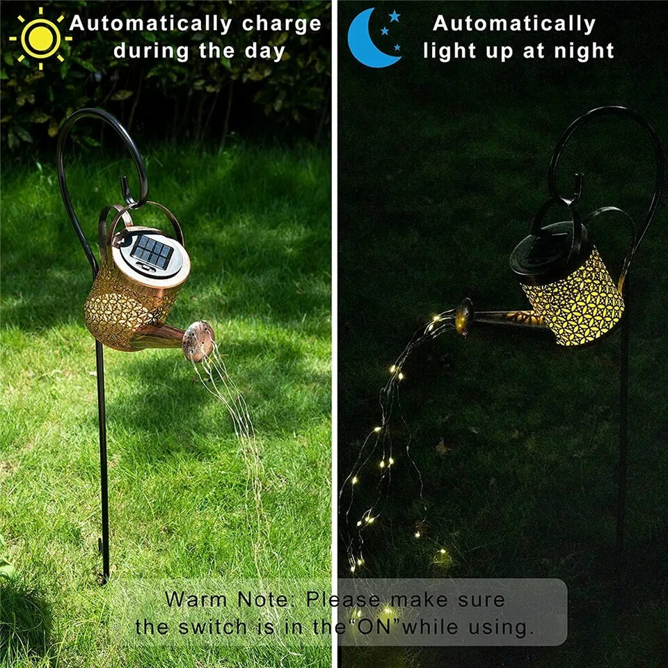 Solar Watering Can Light Garden Outdoor Waterproof Kettle Yard Art Lamp Decor